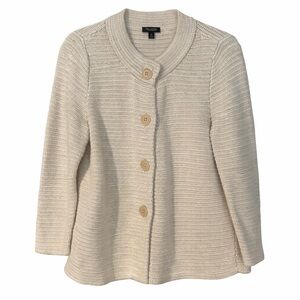 Talbots Cream Button Up Knit Cardigan Sweater Medium